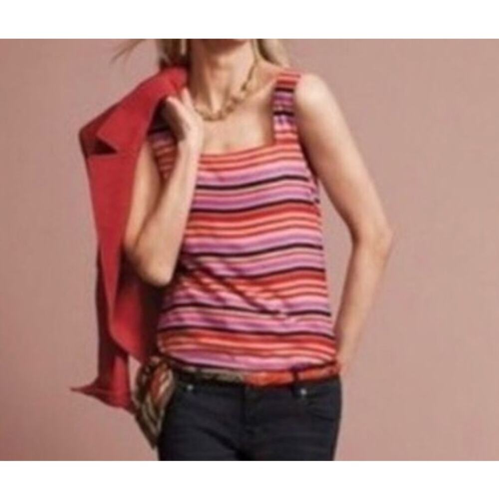 Womens Cabi 3448 Banded Tank Top Pink Striped Size XS EUC!